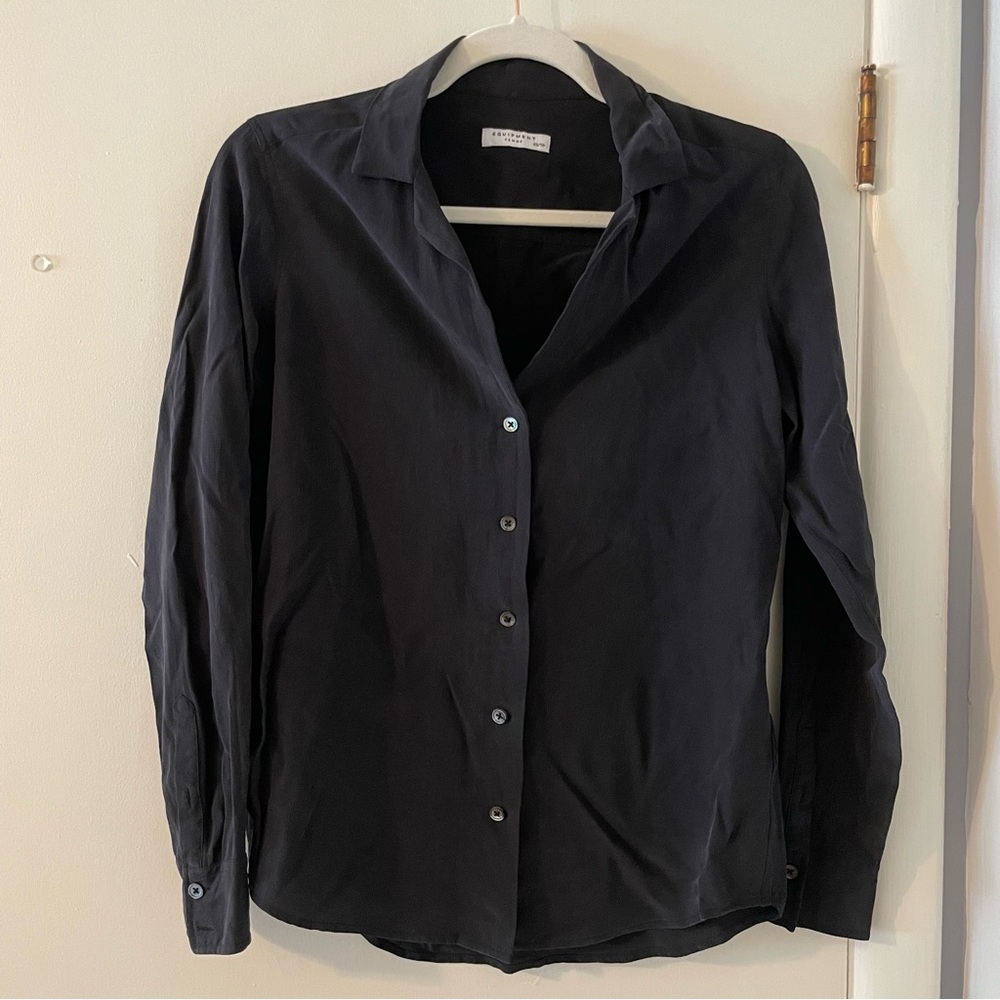 Equipment 100% Silk Black/Dark Blue Shirt
